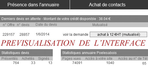Exemple d'interface une fois votre société inscrite